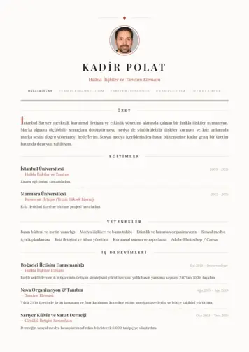 Halkla İlişkiler Cv Örnekleri cv indir